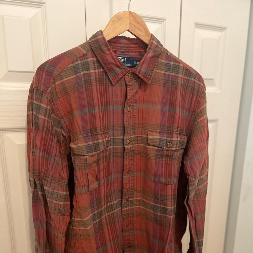 Ralph Lauren Vintage Polo Button Down Shirt Plaid Size XL (Set of 2)